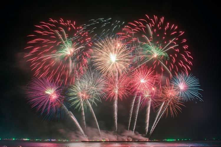 fireworks over water