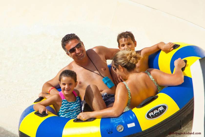 family at Ship Wreck Island Waterpark