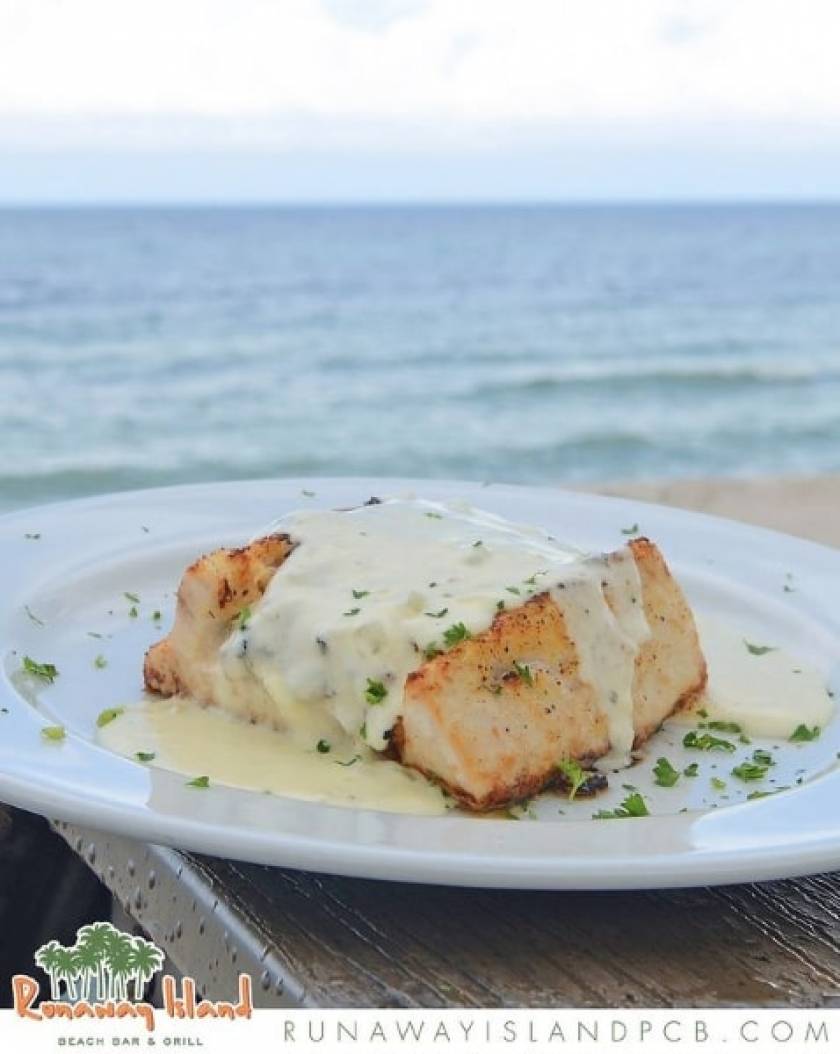 seafood dinner at runaway island in panama city beach florida