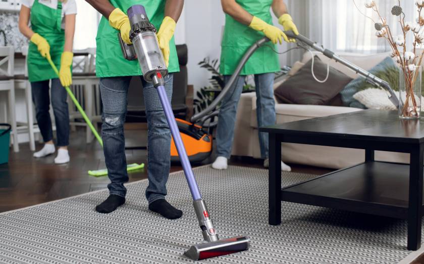 cleaning home with professional cleaners for vacation rental property