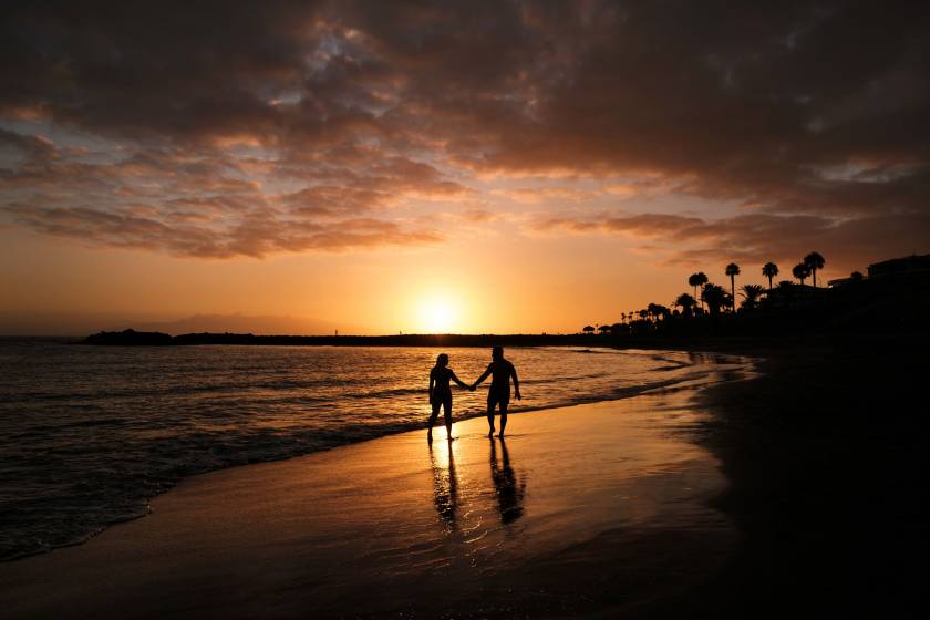 romantic walk beach Panama City florida