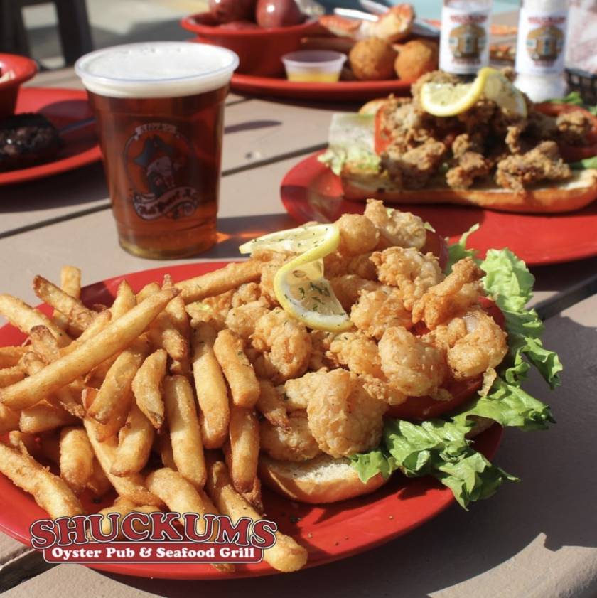 shuckums oyster pub, panama city beach restaurants, fried shrimp plate at shuckums in panama city florida